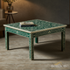 Green Inlay Wooden Coffee Table with Floral Pattern | Luxury Handmade Coffee Table