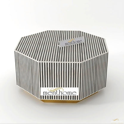 Bone Inlay Hexagonal Stripe Coffee Table | Luxury Handmade Coffee Table