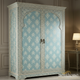 Handcrafted Blue Floral Patterned Wardrobe Cabinet | Luxury Handmade Wardrobe