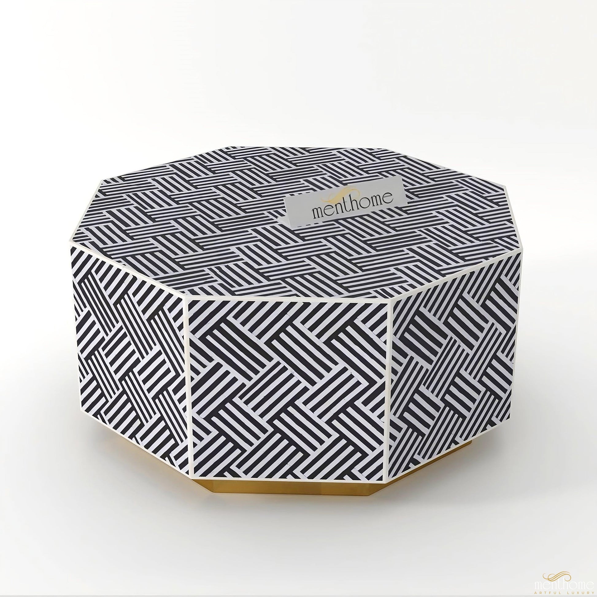 Bone Inlay Table Wooden Hexagon Coffee Table | Luxury Handmade Coffee Table
