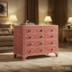 Red Floral Inlay Wooden Chest of Drawers | Luxury Handmade Chest of Drawer
