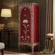 Handcrafted Red Floral Inlay Wooden Storage Cabinet | Luxury Handmade Tallboy