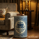 Elegant Floral Ceramic Stool | Luxury Handmade Side Table