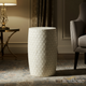 White Hexagonal Patterned Ceramic Side Table