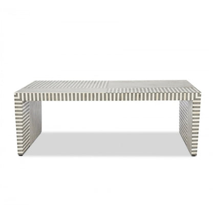 Bone Inlay Coffee Table Stripe Pattern