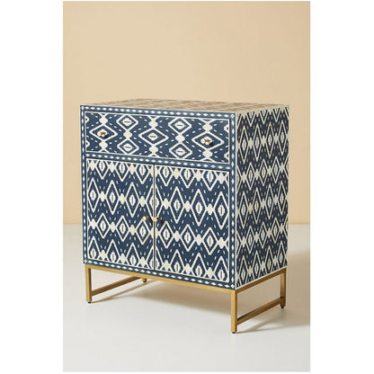 Bone Inlay Ikat Entryway Cabinet