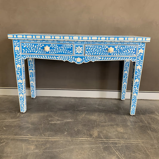 Blue Bone Inlay Two Drawer Desk
