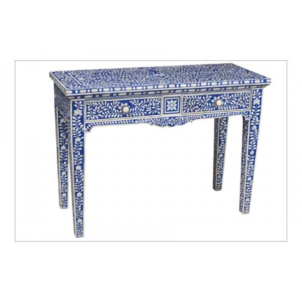 Blue Bone Inlay Two Drawer Desk