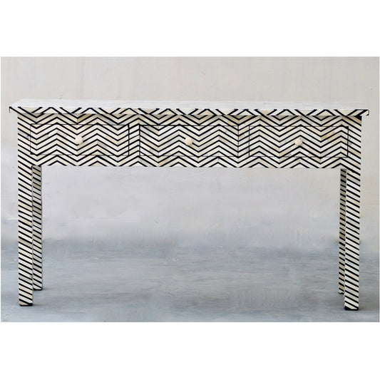 3 Drawer Desk zig- zag Pattern Bone Inlay