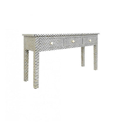 3 Drawer Desk zig- zag Pattern Bone Inlay