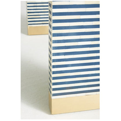 Bone Inlay Waterfall Console Table Navy Blue