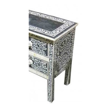 Floral Desk Four Drawer Bone Inlay