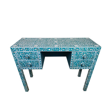 4 Drawer Dressing Table Teal Mother of Pearl