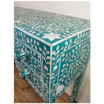 4 Drawer Dressing Table Teal Mother of Pearl