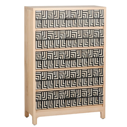 Bone Inlay Pattern 5 Drawer Chest Black