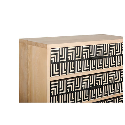 Bone Inlay Pattern 5 Drawer Chest Black
