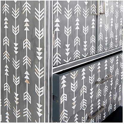 Mother Of Pearl Inlay Arrow Cabinet Grey
