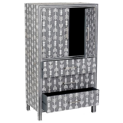 Mother Of Pearl Inlay Arrow Cabinet Grey