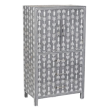 Mother Of Pearl Inlay Arrow Cabinet Grey