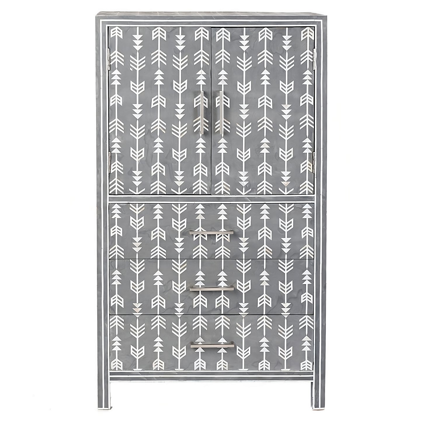 Mother Of Pearl Inlay Arrow Cabinet Grey