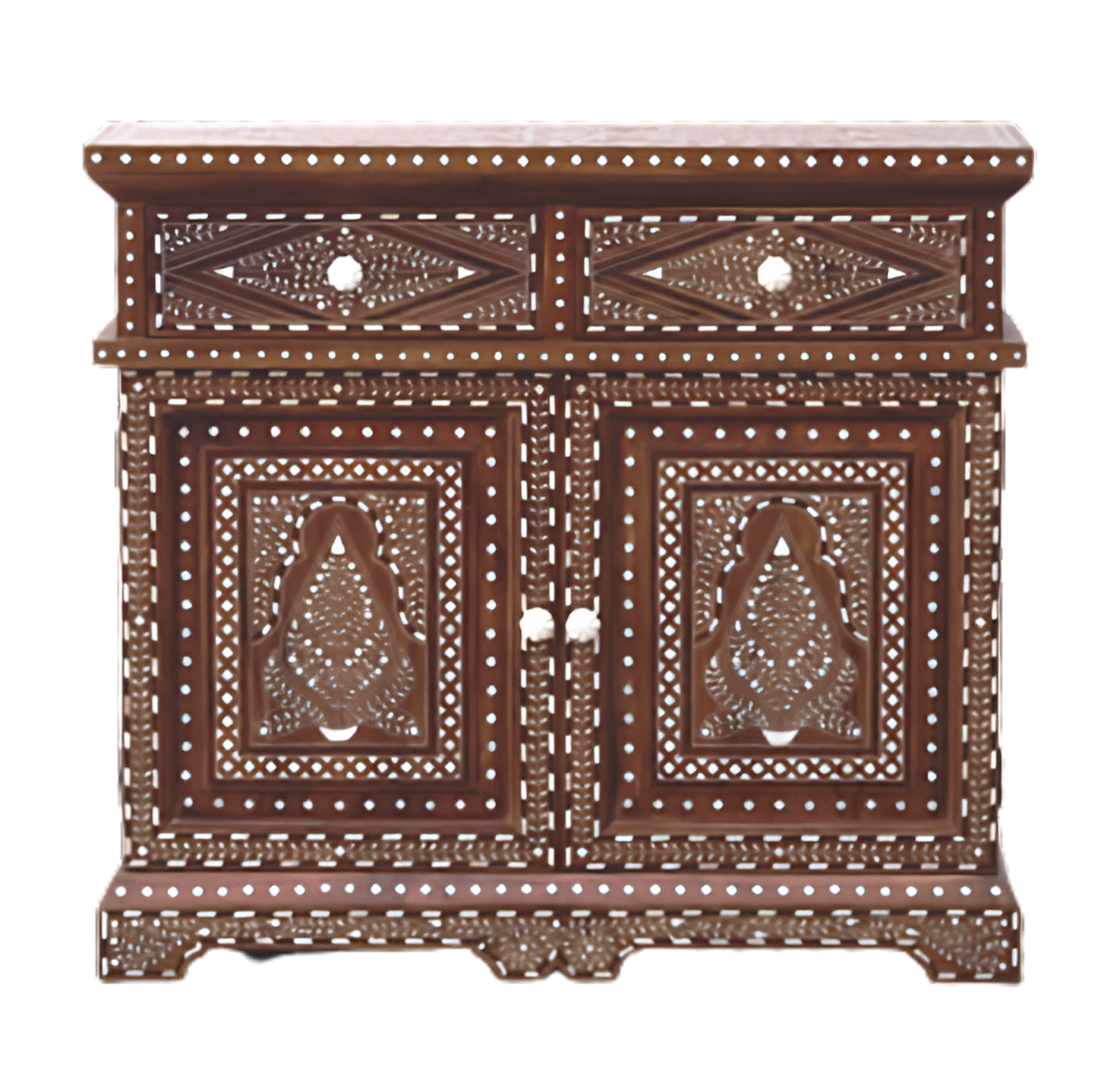 Teak Wood Bone Inlaid Cabinet