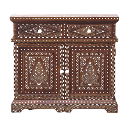 Teak Wood Bone Inlaid Cabinet
