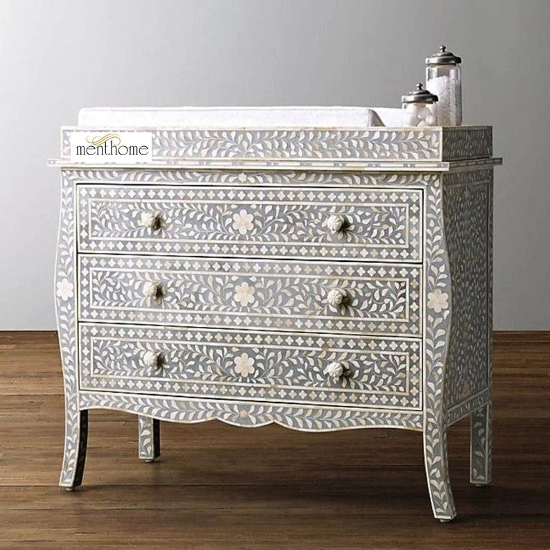 Bone Inlay Cabinet Handmade Storage Bone Inlay Furniture Handmade Design Bone inlay Wooden for Home Decorative