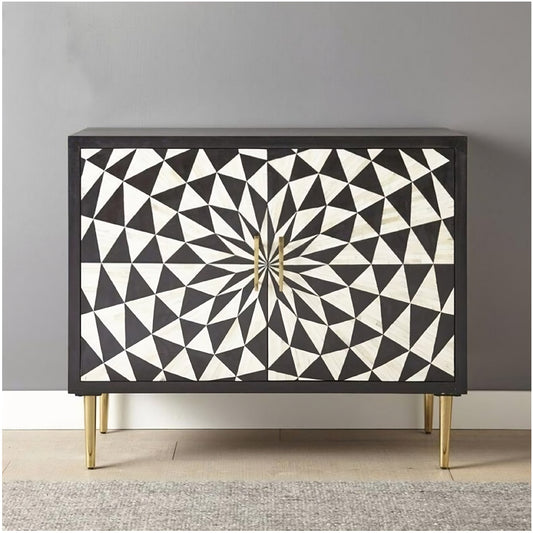 Handmade Bone Inlay Sideboard - Black