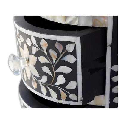 Round Tallboy Mother Of Pearl Inlay Floral Design