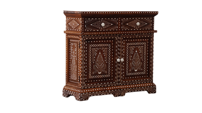Teak Wood Bone Inlaid Cabinet