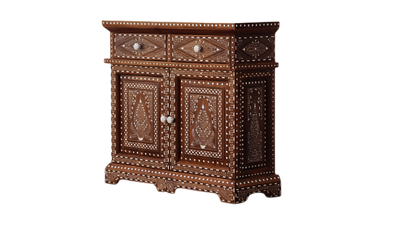 Teak Wood Bone Inlaid Cabinet