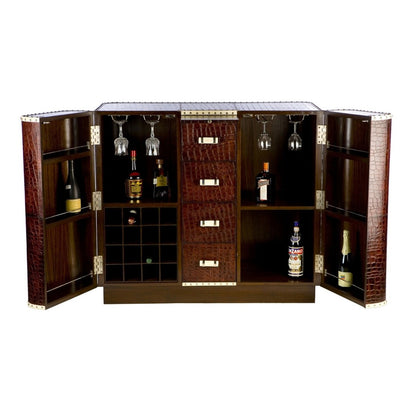 Bar Cabinet Brown Leather