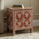 Intricately Patterned Wooden Side Table with Two Drawers | Luxury Handmade Bedside Table