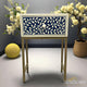 Navy Blue Nightstand Floral Design Resin | Luxury Handmade Bedside Table