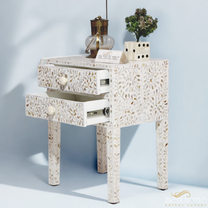Mother of Pearl Inlay Bedside Table | Luxury Handmade Bedside Table