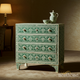 Handcrafted Green Floral Pattern Wooden Chest of Drawers | Luxury Handmade Chest of Drawer