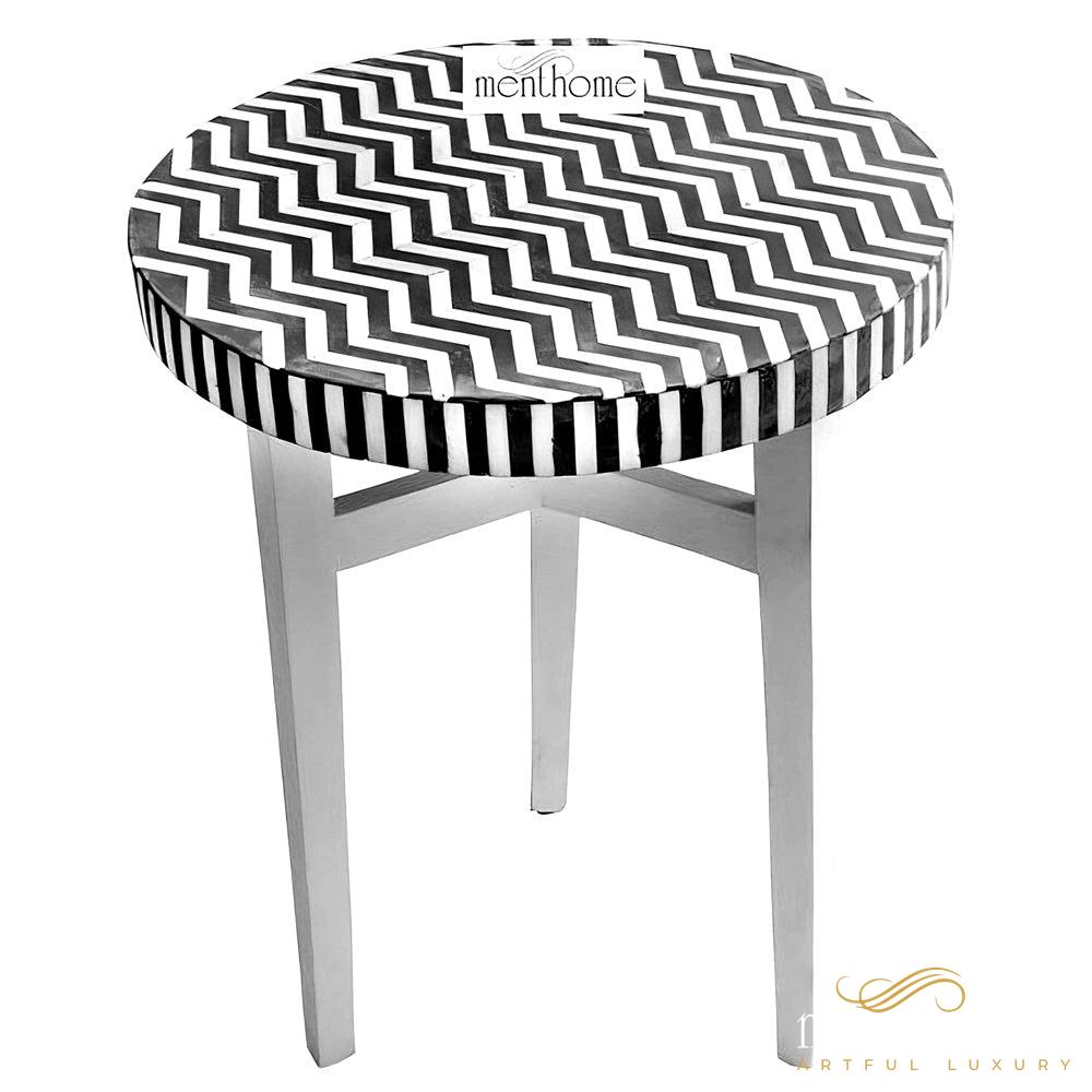 Modern Side Table Bone Wooden Modern Floral Pattern Stool | Luxury Handmade Side Table