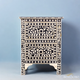 Black Bedside table Bone Inlay 2 Drawer | Luxury Handmade Bedside Table