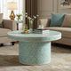 Blue Hexagonal Pattern Round Coffee Table | Luxury Handmade Coffee Table