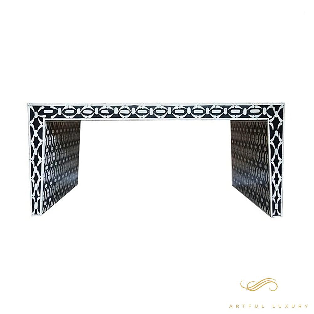 Bone Inlay Coffee table Geometric in Black and White | Luxury Handmade Coffee Table