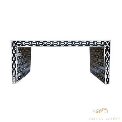 Bone Inlay Coffee table Geometric in Black and White | Luxury Handmade Coffee Table