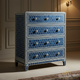 Blue Bone Inlay 4-Drawer Chest | Luxury Handmade Chest of Drawer