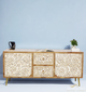Floral wooden Inlay Entertainment cabinet | Luxury Handmade Cabinet