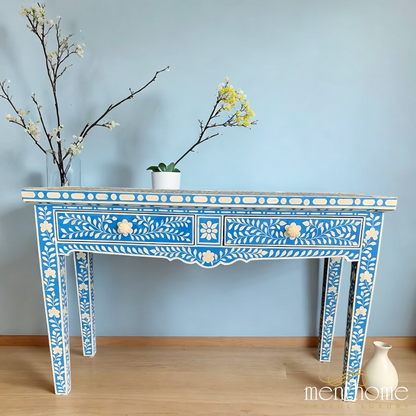 Bone Inlay desk | Handmade table | Designer Leg | Two Drawer | Luxury Handmade Desk