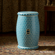 Blue Ceramic Garden Stool with Honeycomb Pattern | Luxury Handmade Stool