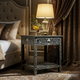 Handcrafted Black and White Floral Inlay Bedside Table | Luxury Handmade Bedside Table