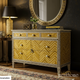 Handcrafted Bone Inlay Chevron Pattern Dresser | Luxury Handmade Dresser