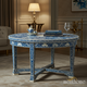 Elegant Blue and White Inlay Round Coffee Table | Luxury Handmade Coffee Table