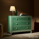 Green Hand-Painted Wooden Dresser with White Detailing | Luxury Handmade Chest of Drawer