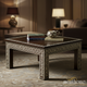 Elegant Dark Wood Square Coffee Table with Geometric Pattern | Luxury Handmade Coffee Table
